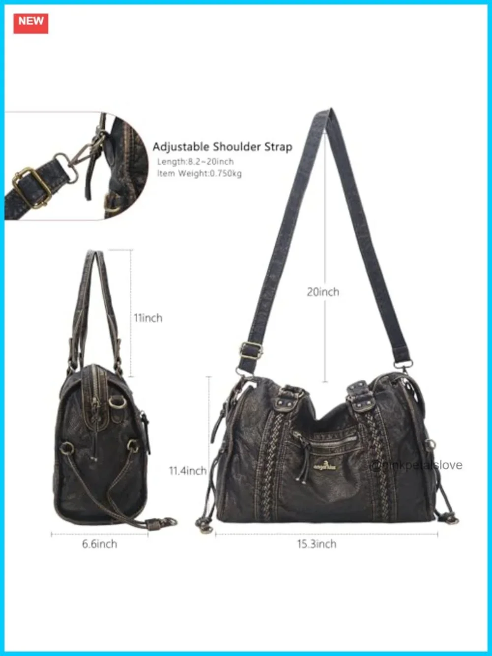 Vegan Leather Hobo Satchel Handbag Large Tote Shoulder Bag Fits 15.6